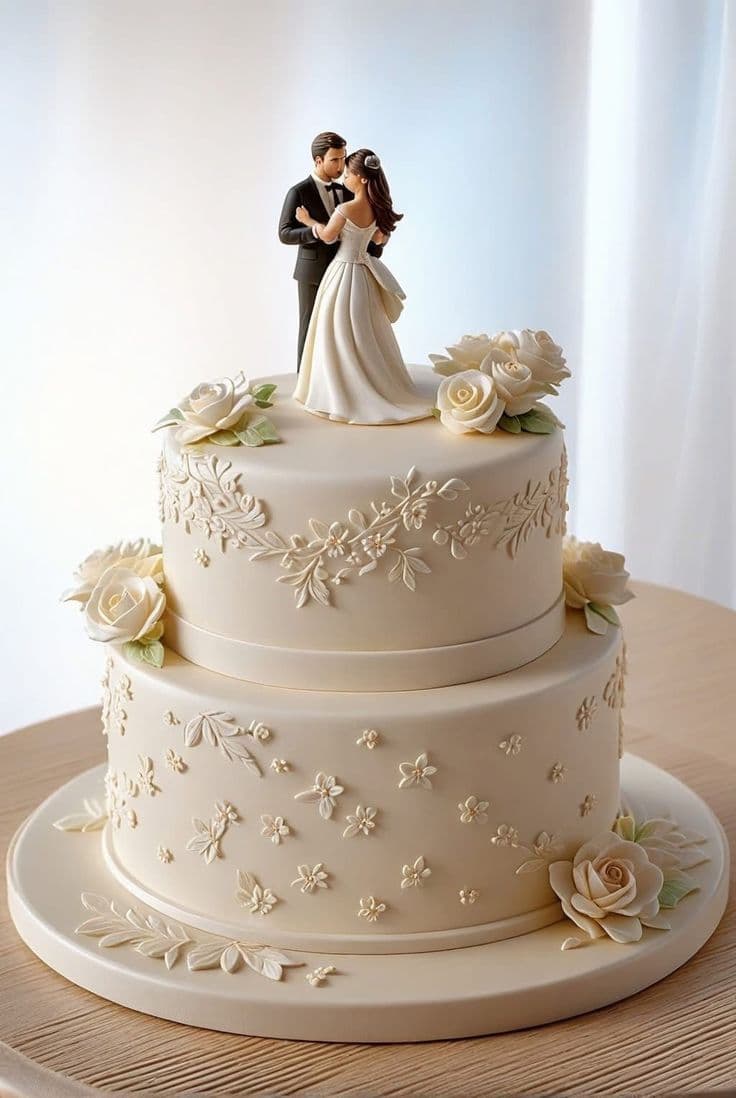 Ivory Lace Wedding Cake